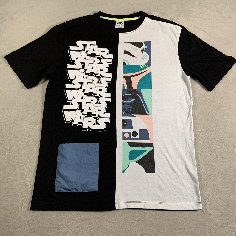 Star Wars Shirt Mens Medium Graphic Stormtrooper Darth Vader Color Block Tee